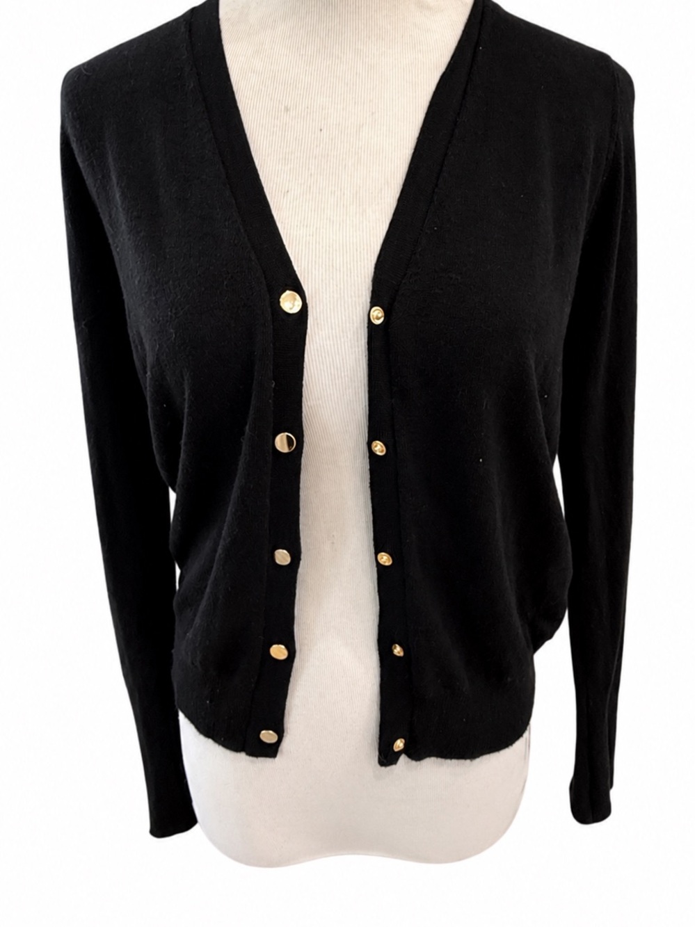 Zara Black V-Neck Gold Button Cardigan